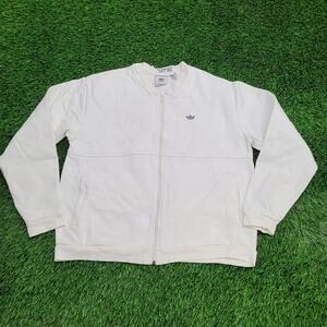 Adidas Zip Jacket Large 23x24 White Embroidered Trefoil Logo